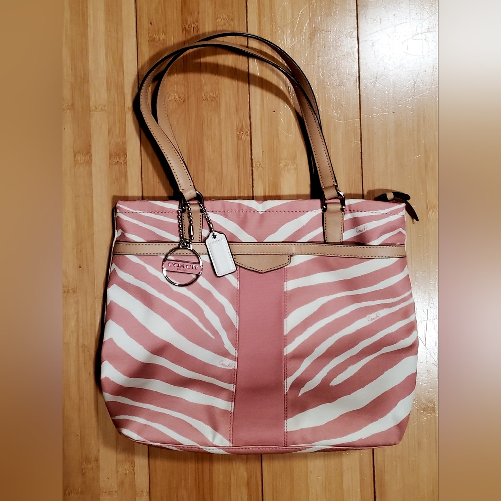 Coach Pink Zebra print purse bag